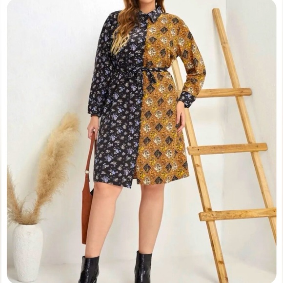 Classic belted button down midi shirt dress - Picture 1 of 9